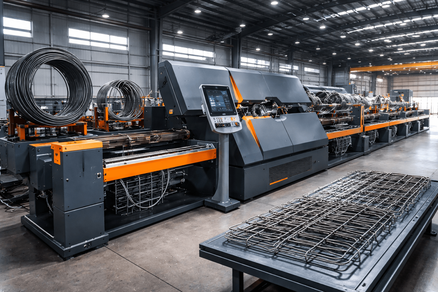 Automated stirrup production line with fully automatic stirrup bending machine